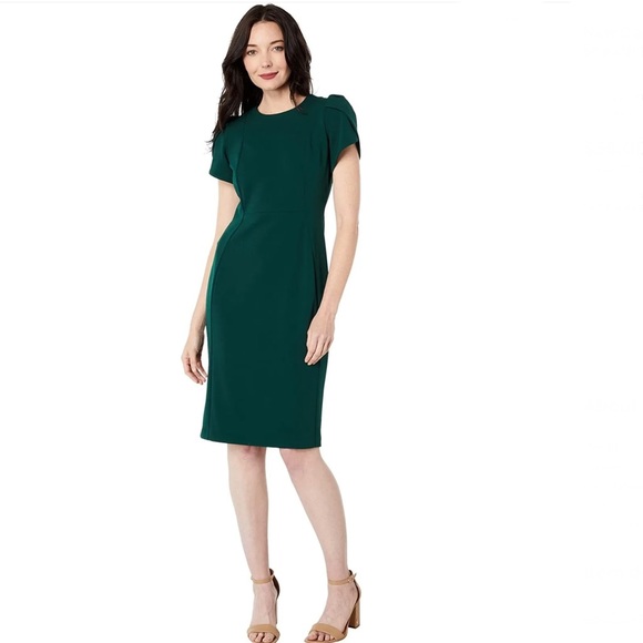 Calvin Klein forest green tulip sleeve sheath dress - Picture 3 of 10